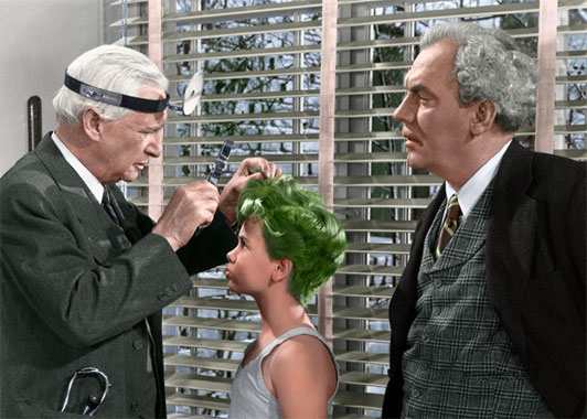 The boy with green hair,